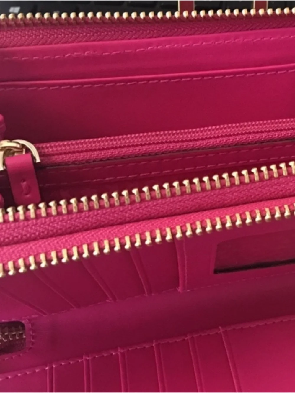Kate Spade Double Zip Continental Saffiano Wristlet Sweetheart Pink Gold Metal
